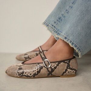 Snake Print Mary Jane Flats